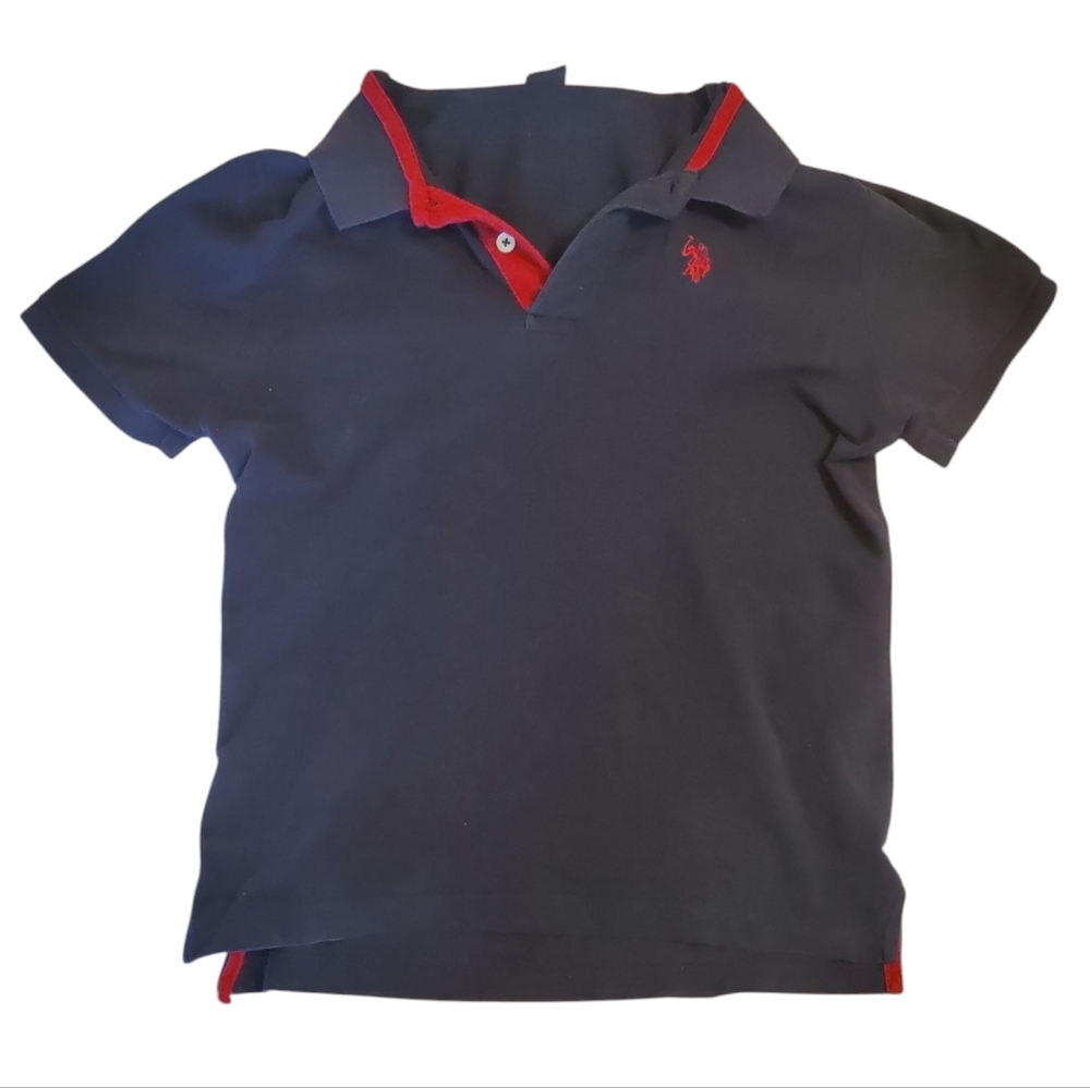 U.S. Polo Assn. Kids Navy Polo with Red Accents Size 10-12